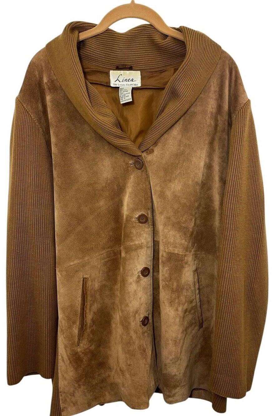 LINEA by Louis Dell'Olio Brown Tan Suede Leather Jacket 1x Beige A8342 Womens